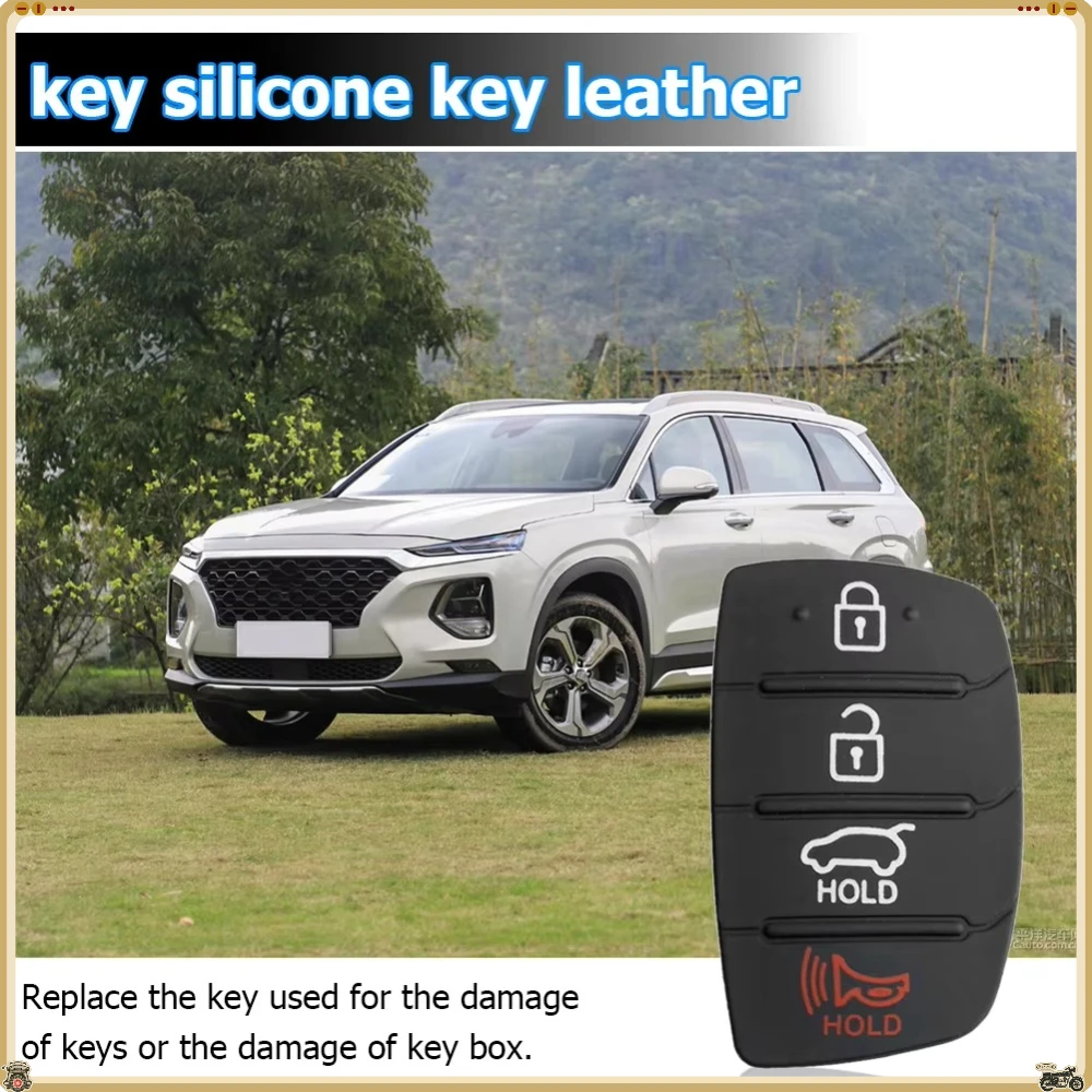 4 Button Flip Folding Remote Car Key Case Silicone Pad Replacement  for Hyundai Santa Fe Movement Sonatas 2018-2015 2014, 2013