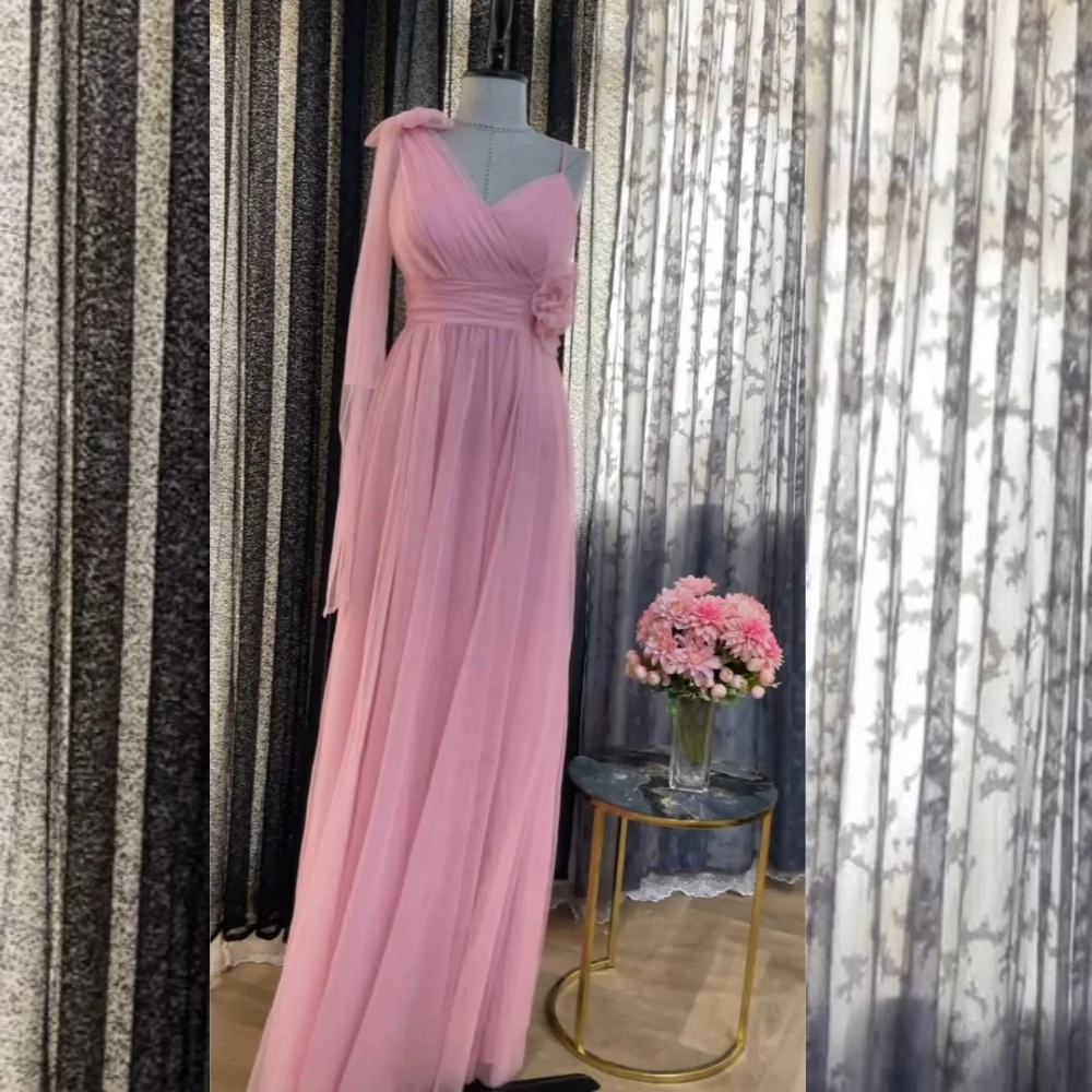 

Customized Exquisite Chiffonc Flower Pleat A-line V-neck Long Dresses Bespoke Occasion Chinese Style Matching