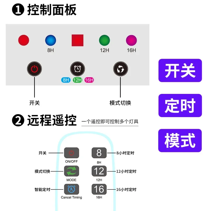 3000W LED Grow Light Full Spectrum Indoor Plants Growing Light Tent 8h/12h/16h/20h Timer Auto On/Off Phyto Growth Lamp