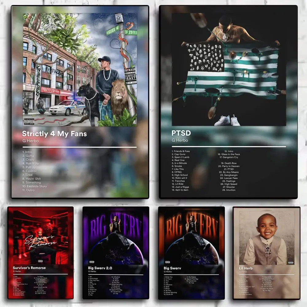 Póster del famoso cantante G-G Herbo, arte de pared estético moderno, artículos de decoración para habitación, dormitorio, decoración del hogar, regalo