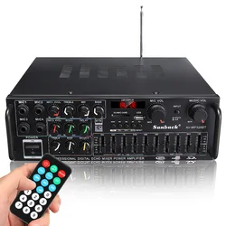 2000W 5.0 bluetooth 2 Channel Audio Power HiFi Amplifier 326BT 12V/220V AV Amp Speaker with Remote Control 4 Micro for Car Home