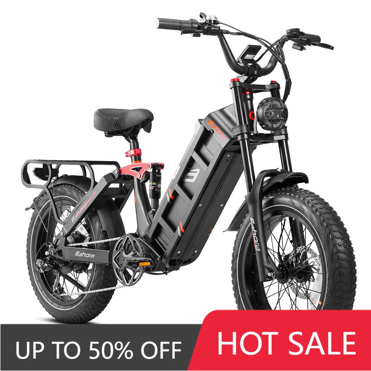 

JYF Eahora Juliet 2 e-bike 250W brushless motor 52V/60Ah lithium battery 20 * 4 tires 100-110 miles per charge digital display