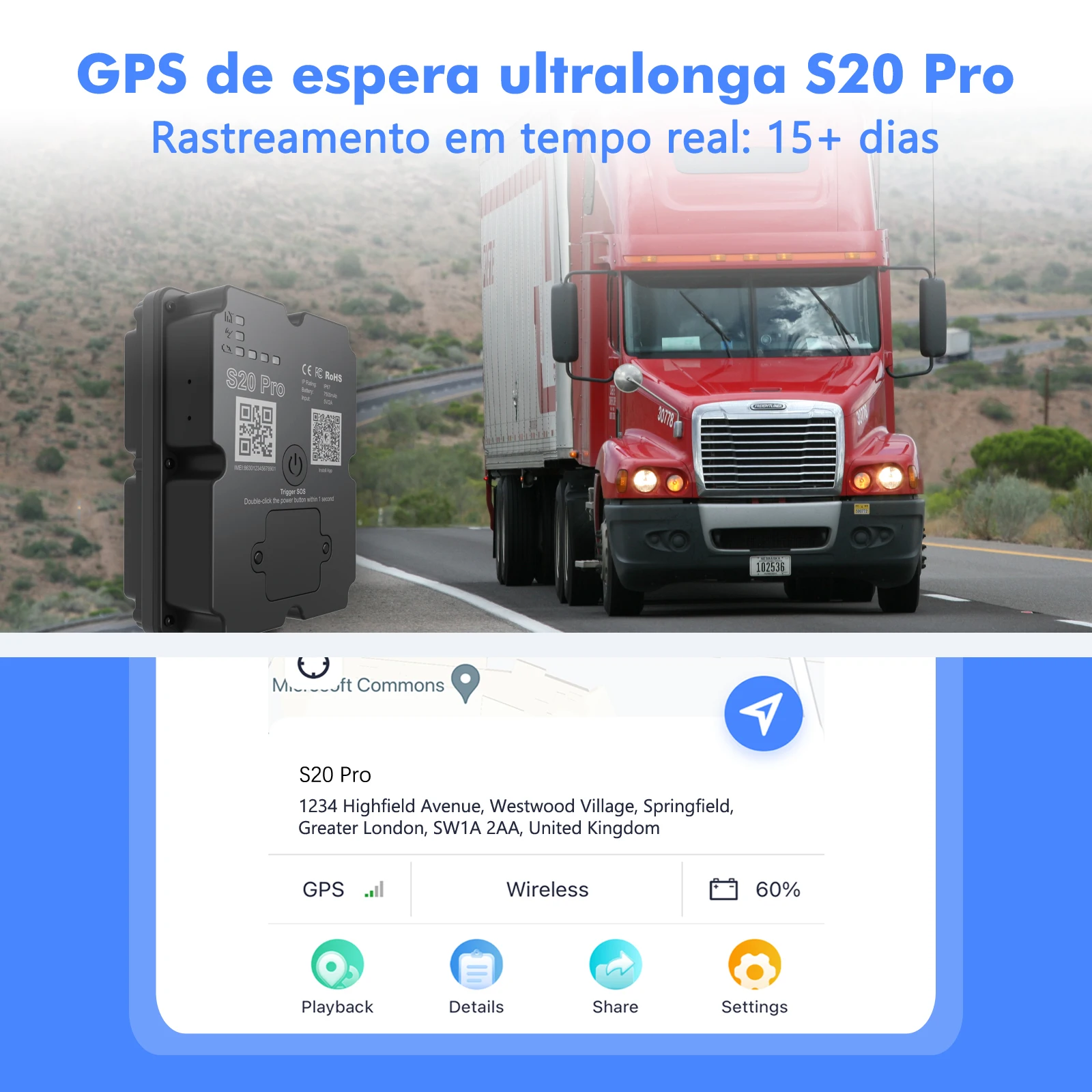 【2026 Newest】GPS Tracker 7500mAh Battery 45 Days Standby 4G Real-time Tracking Lifetime Warranty(Subscription Required) view 4
