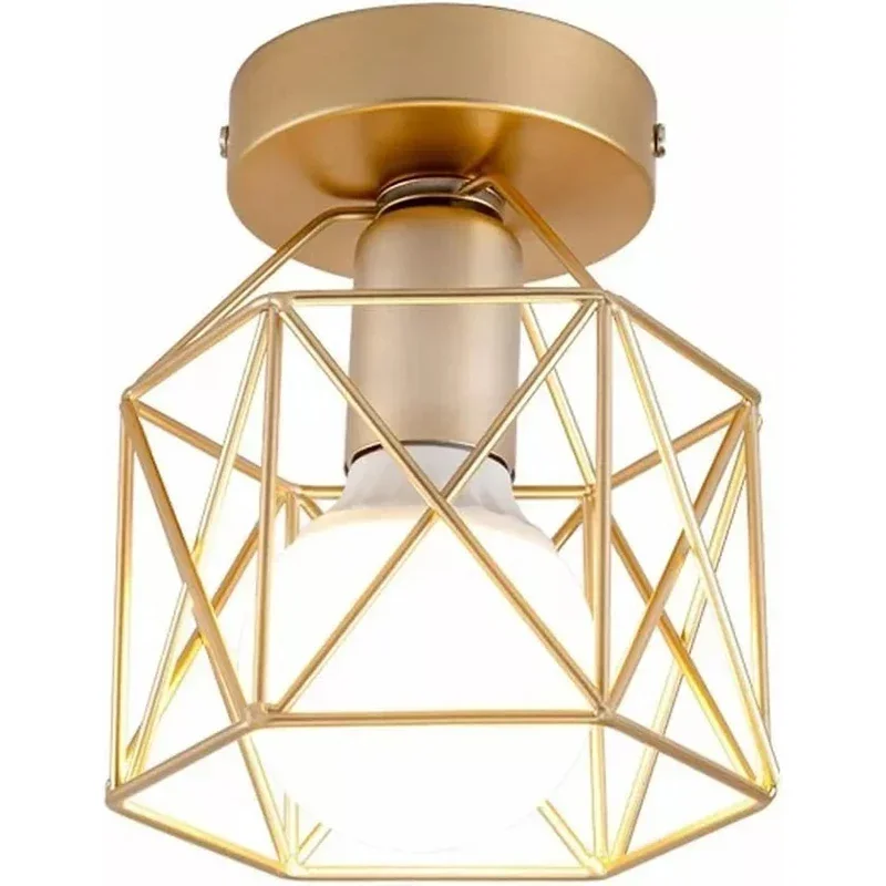 

Retro Vintage Industrial Flush Mount Ceiling Light, Light Fixture for Hallway Stairway Bedroom Kitchen, Golden