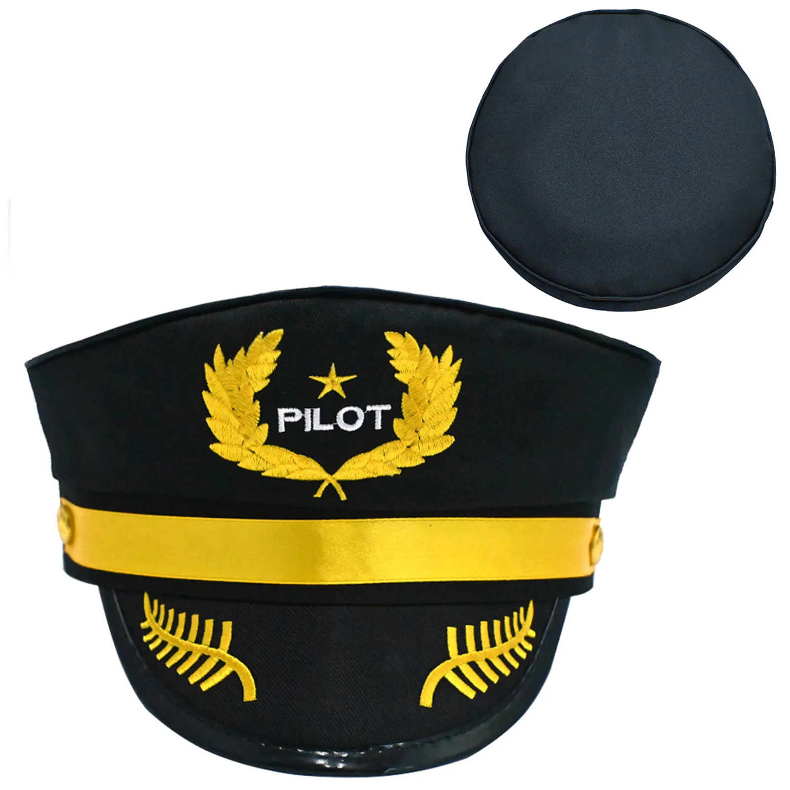 1 pezzo adulto uomo pilota dell'aviazione capitano cappello a tesa larga con filo d'oro ricamo cappello per performance sul palco per cosplay in maschera