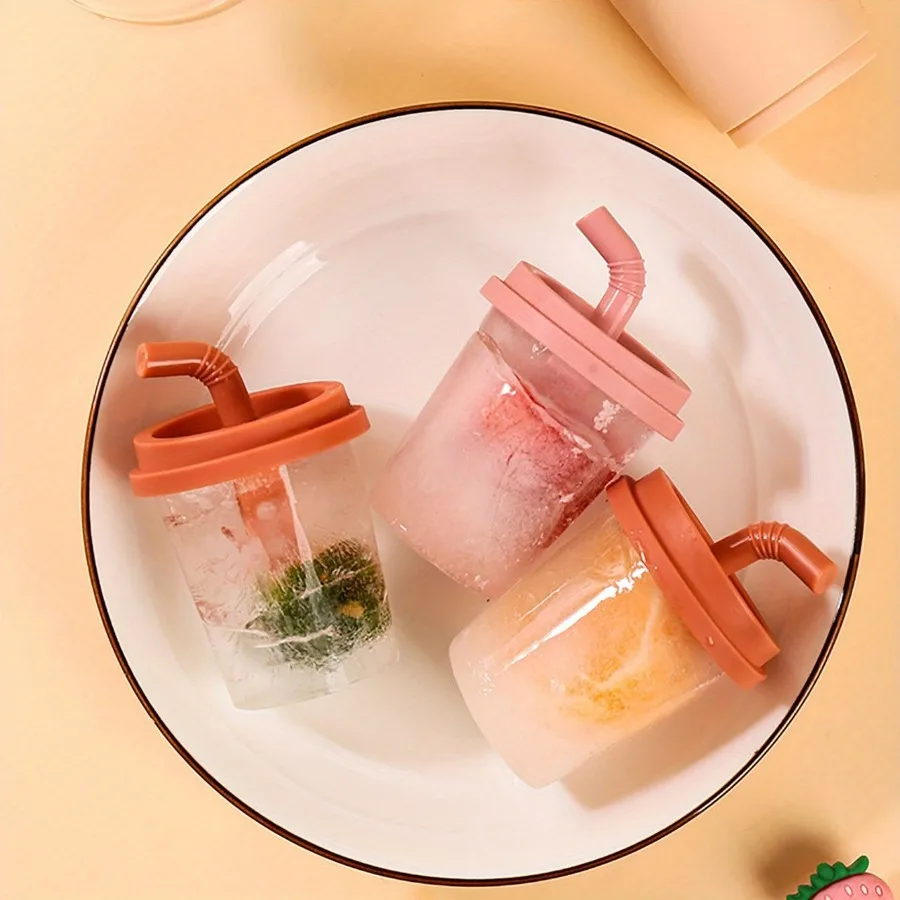 

4pcs Set Ice Cream Maker; Reusable Ice Cube Trays; Easy Release Ice Sphere Tray; Household Ice Lolly Moulds