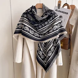 2024 NEW Fashion Cashmere Women Jacquard Scarf Winter Warm Shawl and Wrap Bandana Pashmina Female Foulard Square Thick Blanket