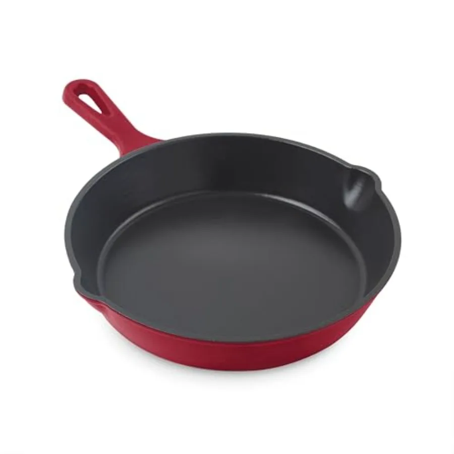 

Zakarian x Nonstick Cast Iron Skillet - Versatile Frying Pan Cookware - Oven-Safe Searing Skillet with Pour Spout and Quick-Cle