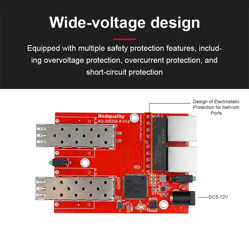 Picture 6: Gigabit Fiber to Ethernet Converter PCBA, 1x9 Single/Dual 3/20km, DC5-12V Power, RJ45 to SFP Media Converter Board without Case