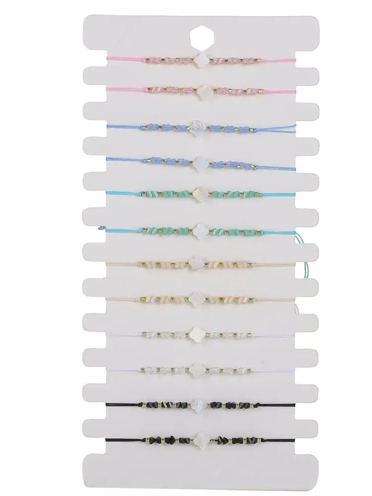 Ensemble de bracelets en corde tressée perlée pour femmes, 12 pièces/ensemble, Bracelets réglables faits à la main, bijoux à la mode