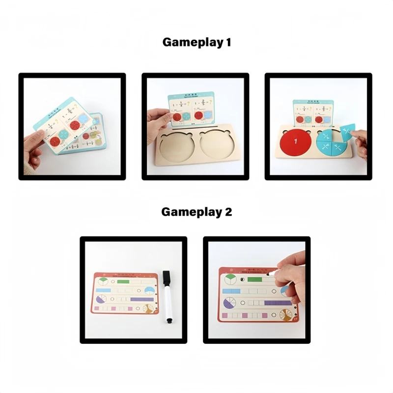 Childrens Fraction Learning With Wooden Puzzle Pieces Interactive Math Educational Toy For Classroom Homeschool Or Tutoring 15UB