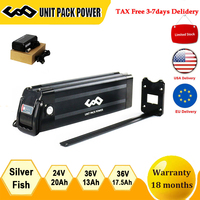 EU Stock 36V Ebike Battery Silver Fish 17.5AH 13Ah Lithium 18650 Pack for Electric Bicycle 200W 350W 500W Hub Motor Kit 5-7 days