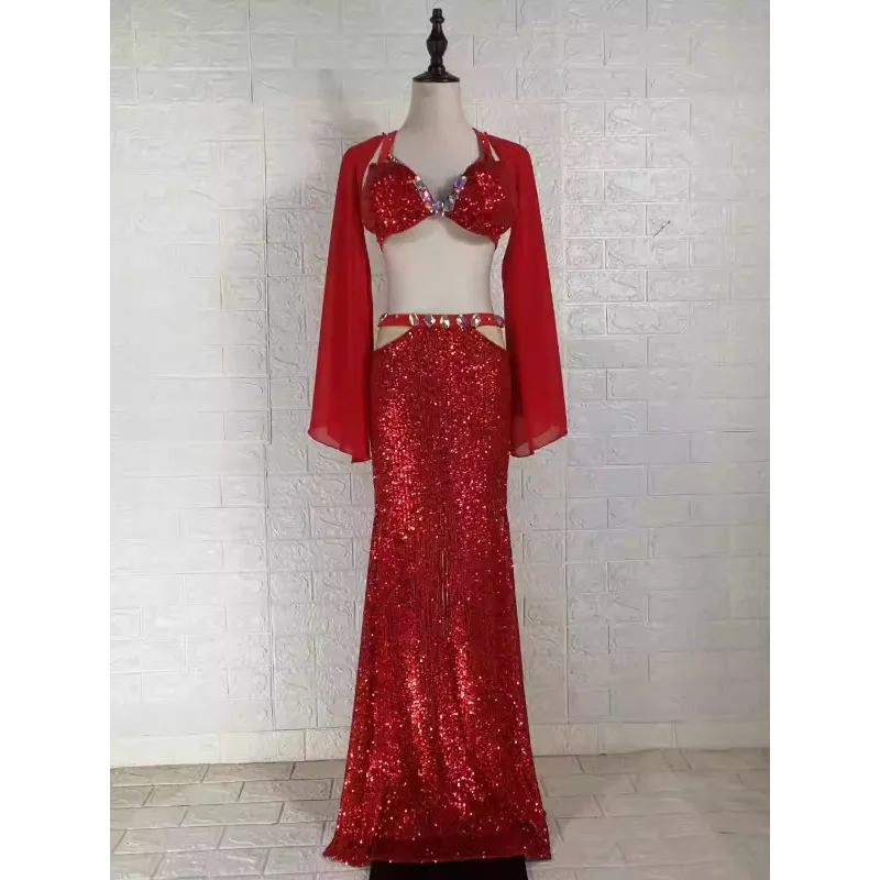 

customized bellydance performance costume set belly dancewear samba carnival costumes indian clothes women skirt top bra