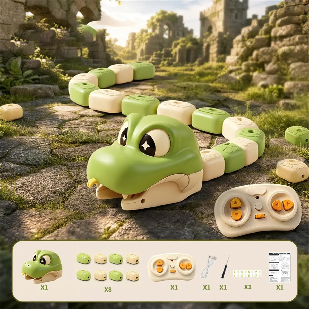 Kids Remote Control Magnetic Snake Toy 2 Player Battle Game Sound Light Parent Child Learning Toys Birthday Gifts GREEN