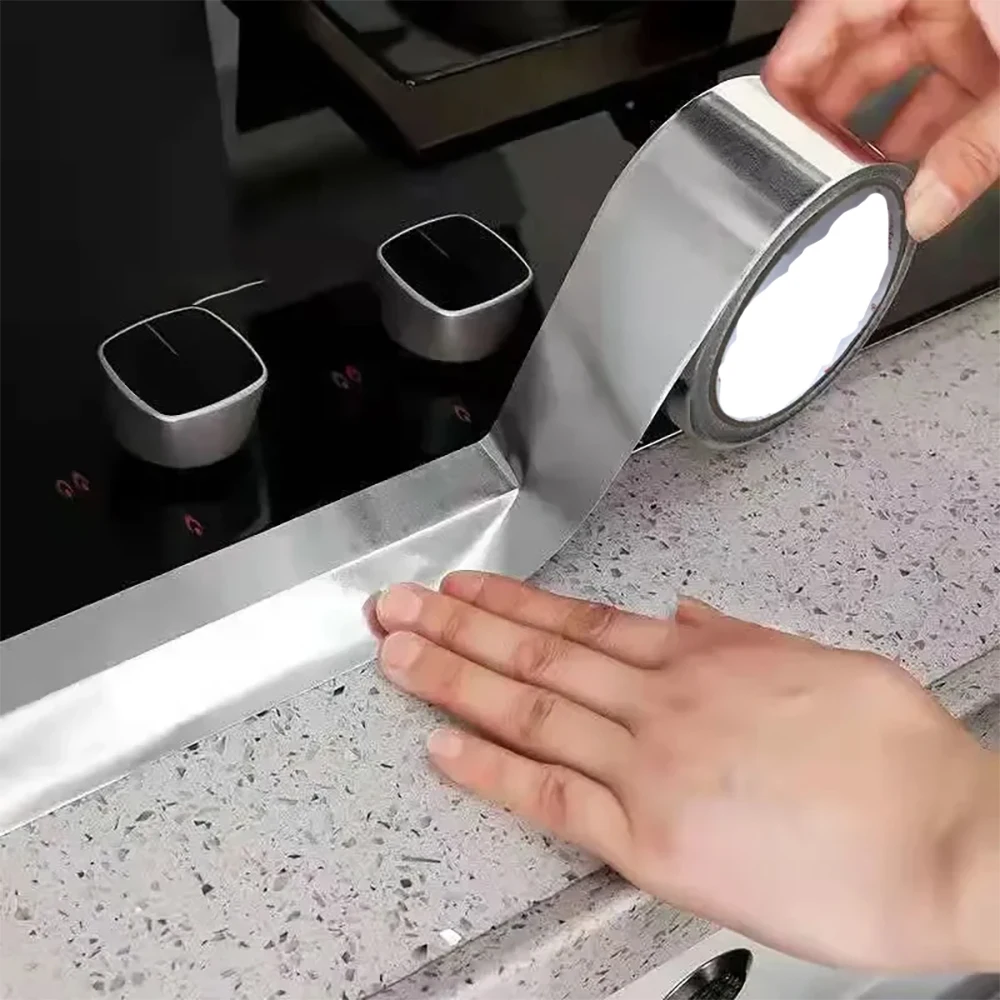 High-Temperature Aluminum Foil Tape Self-Adhesive Greaseproof Anti-Mold Moisture-Proof for Cooktops Countertops Kitchen Use