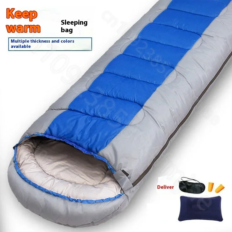 Adult sleeping bag winter thick outdoor camping fishing sleeping bag cold dirt proof double nap single camping equipment