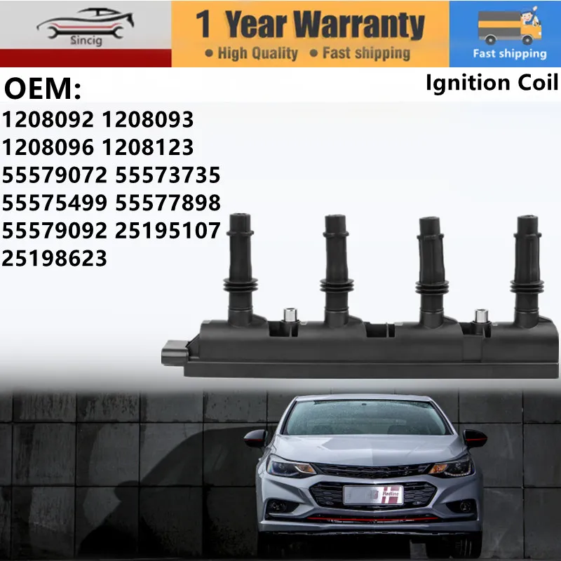 Ignition Coil For Buick Encore 2013-2021 Chevrolet Cruze 2011-2015 Sonic Trax 2013-2021 Volt 25198623 55579072 1208092 55562139