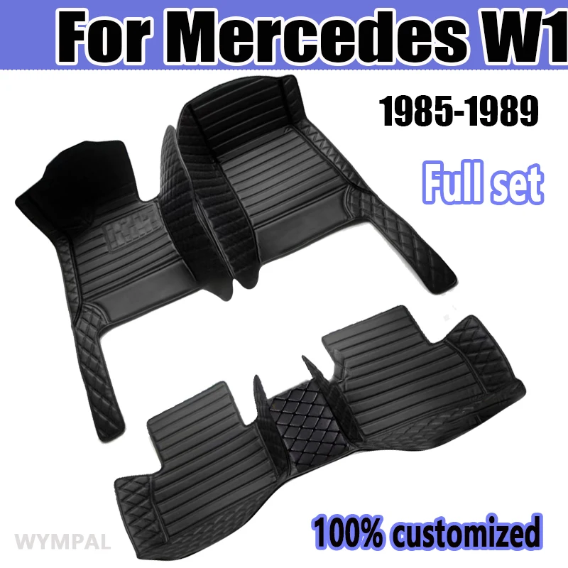 Custom Automotive Car Floor Mats For Mercedes W124 1985 1986 1987 1988 1989 Auto Luxury Leather Men Women Car Mats Full Coverage