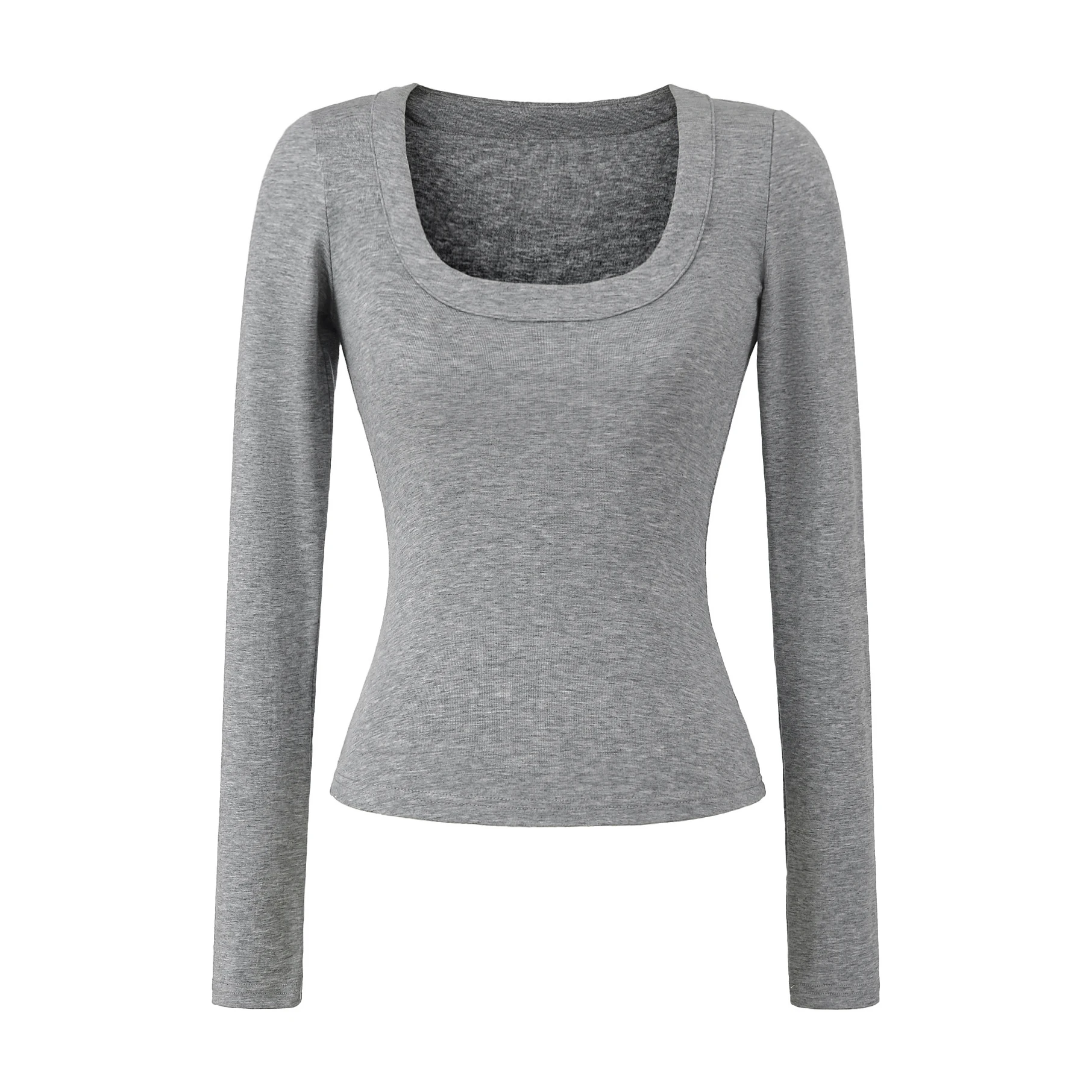 

Round Neck Long Sleeved Shirt Top Solid Fashionable Clothing Stretch New Women Tops Sexy Pullover Bottoming Blouses T-shirt
