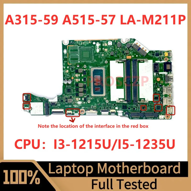 HH5A4 LA-M211P Mainboard For Acer A315-59 A515-57 Laptop Motherboard NBK6T11001 With I3-1215U/I5-1235U CPU 100% Full Tested Good