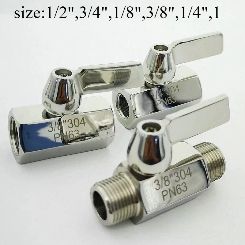 

NEW 304 Stainless steel Mini Ball valve 1/8 1/4 3/8 1/2 3/4 / 1 NPT BSP Female male thread for water oil acid 2 way ball valve