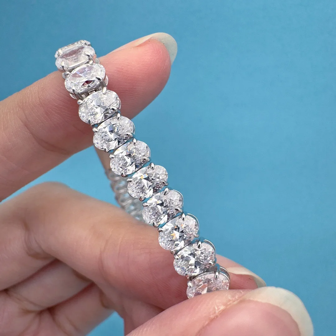 

Oval Egg Shape Bracelet S925 Sterling Silver Hot Selling High Carbon Diamond 18K Hand Jewelry Women Wholesale