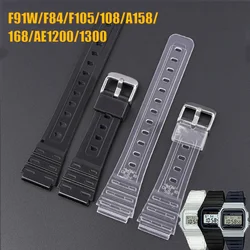 Watch Strap for Casio F-91W F-84 F-105/108 A-158/168 AE-1200/1300 Transparent Colorful Silicone Bracelet Band Accessories 18mm