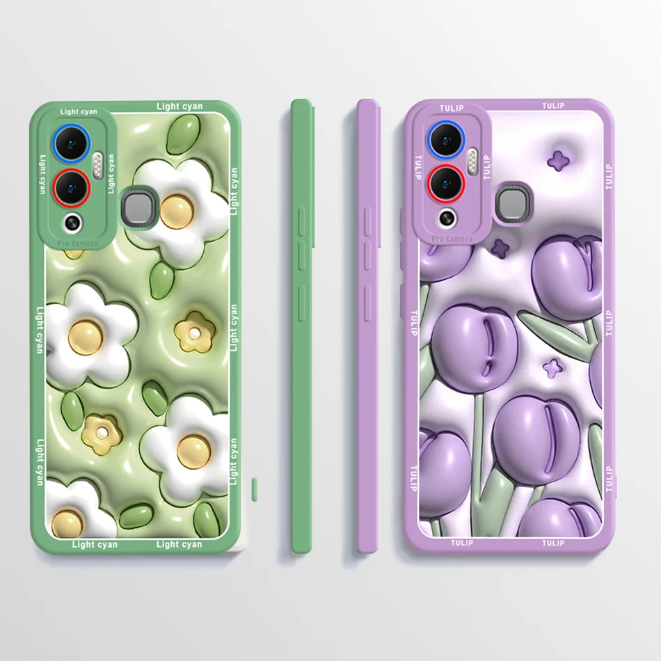 For Infinix Hot 12 Play NFC Case Fashion Flower Painted Soft Silicone Phone Cover For Infinix Hot 12 12i Hot12 Play 2022 Fundas