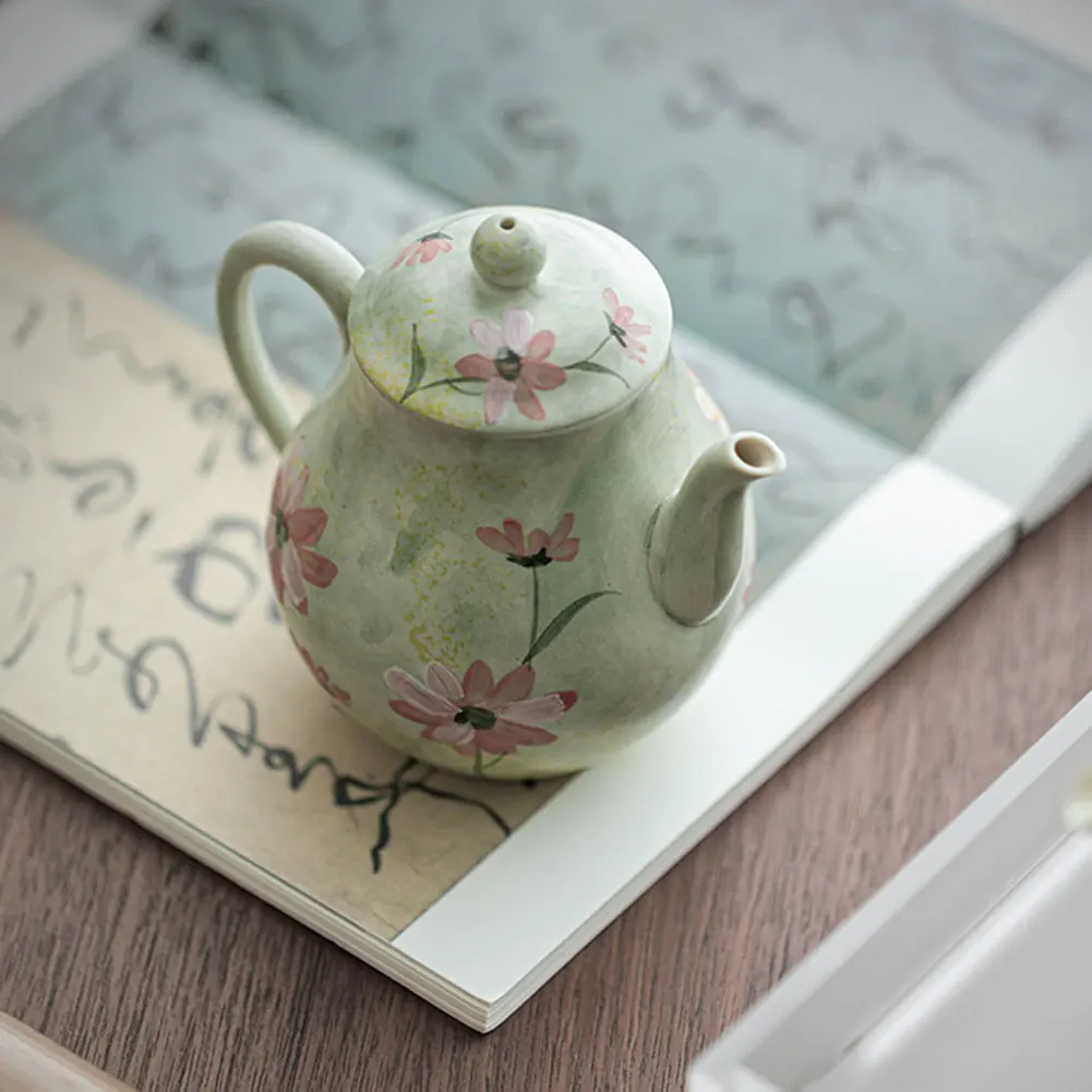 

Chinese KungFu Teapot Vintage Floral Teapot Present For Tea Lovers