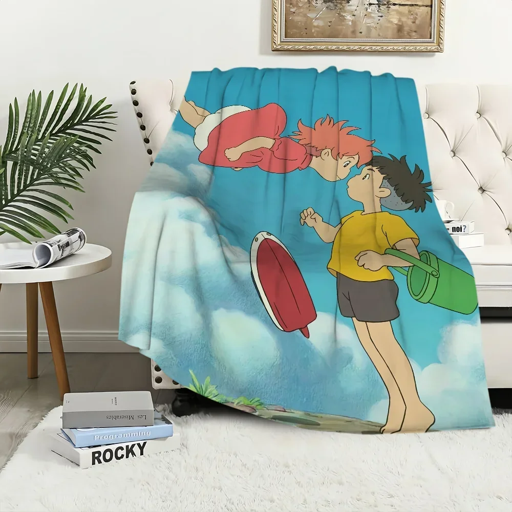 Manta de Felpa de Ponyo, Suave Manta de Anime para Sofá, Sala de Estar, Dormitorio u Oficina, Linda Alfombra Kawaii para Siesta de Niños, para el Hogar, Viajes o Regalo de Cumpleaños