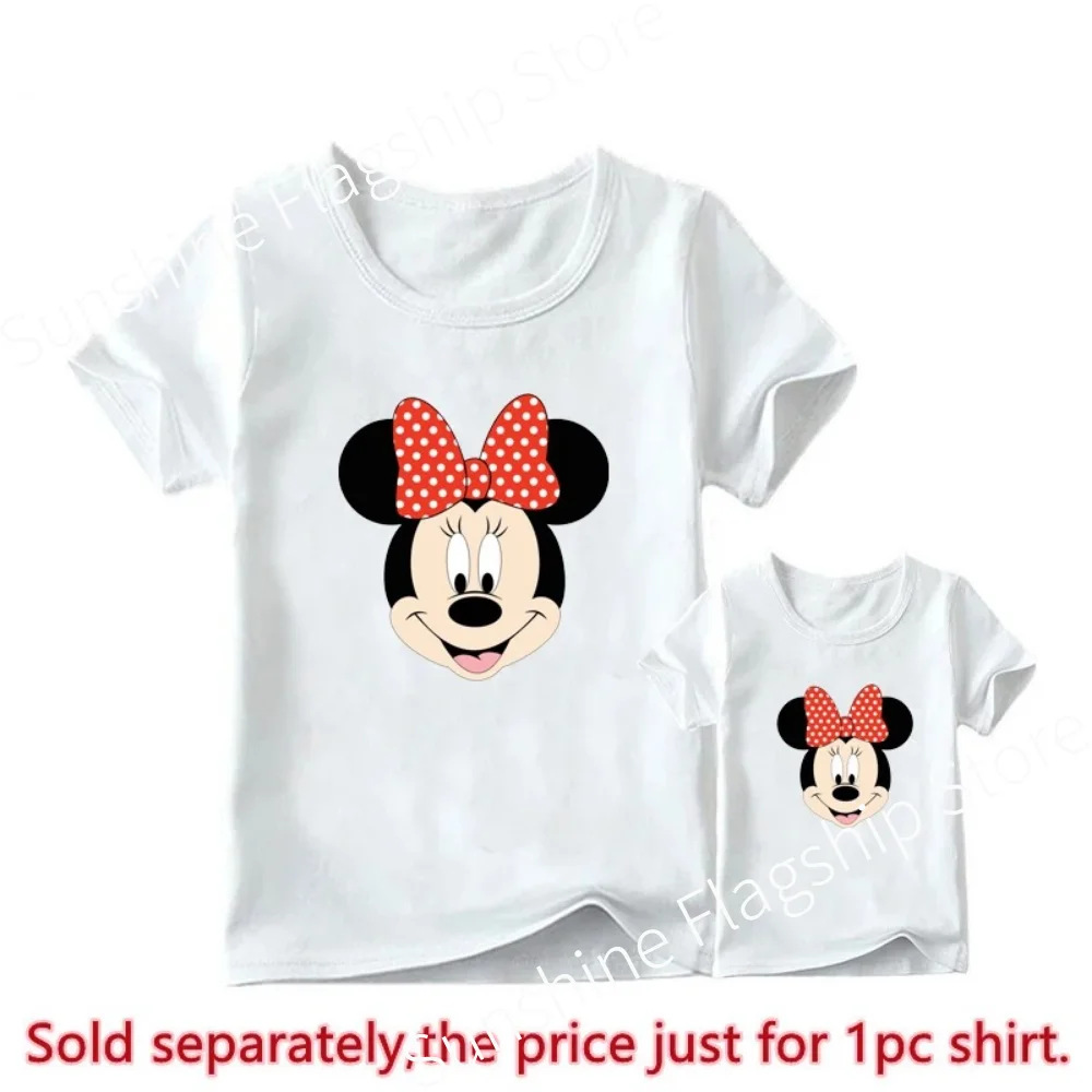 New Mother Kids Tshirts Funny Minnie Mouse Family Matching Outfits Summer White Short Sleeve Mother Daughter Matching Clothes