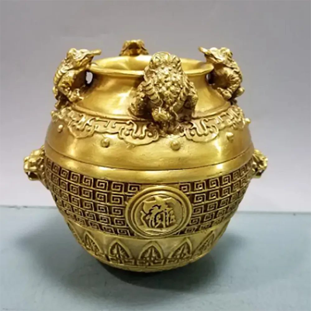 

Pure copper gold toad cornucopia ornament Sifang Natai antique coin jar home geomancy office opening craft gift