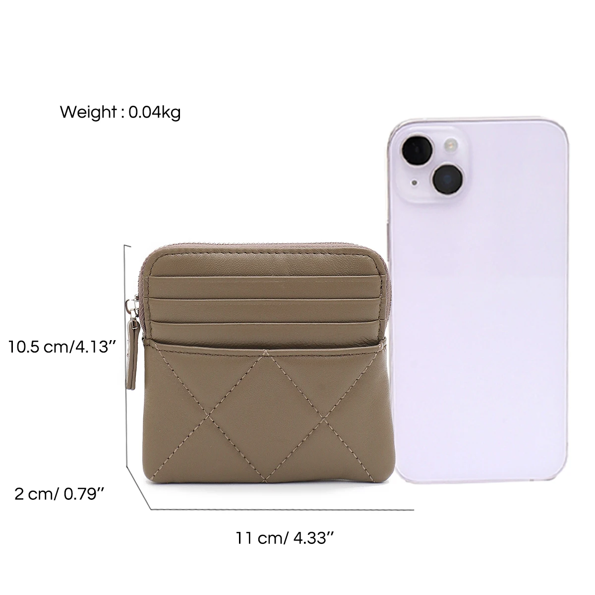 SC  Women's Fashion Thread Quilted Sheepskin Small Wallet Multi Slots Card Holder Zip Money Bag Portable Versatile Coin Purse