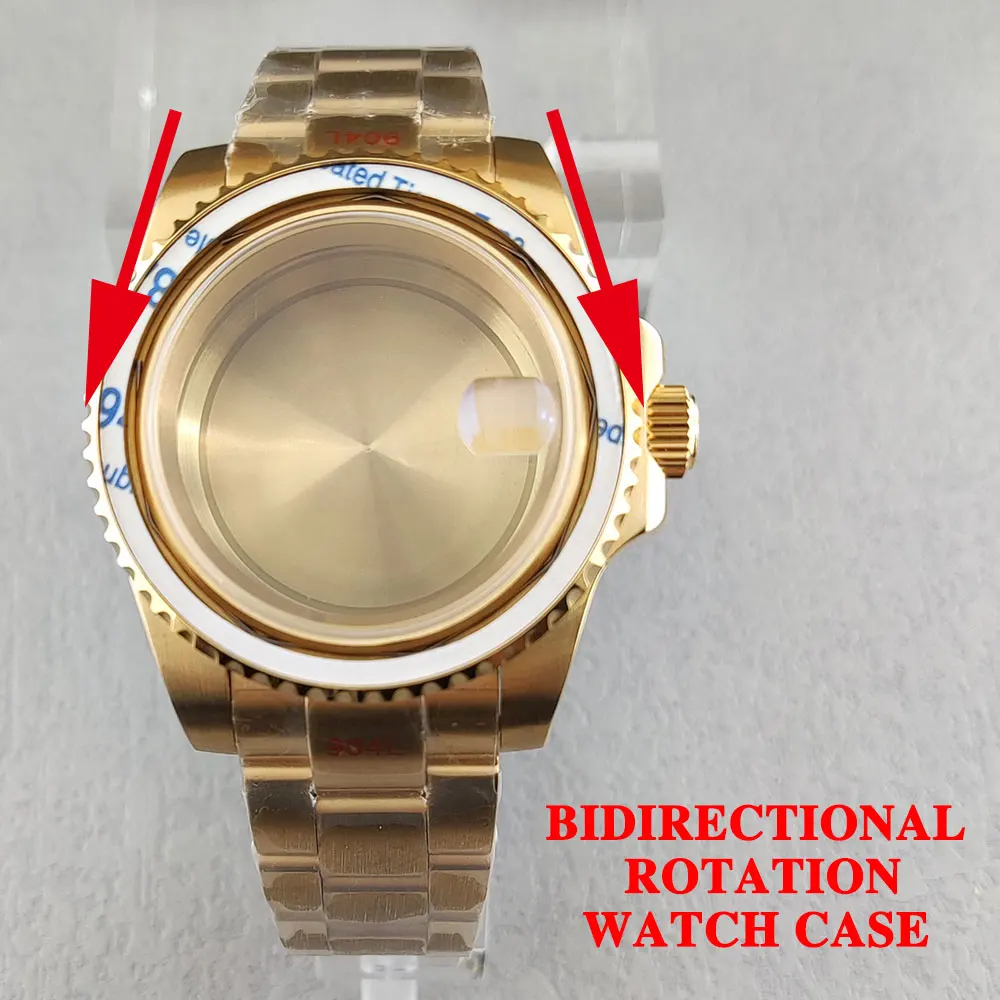 NH35 case, sapphire glass, stainless steel case, 40mm bi-directional rotating case, suitable for NH35NH36 movement