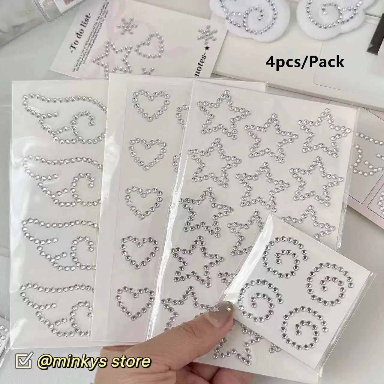 Kpop Photocard Silver Rhinestone 3D Stickers