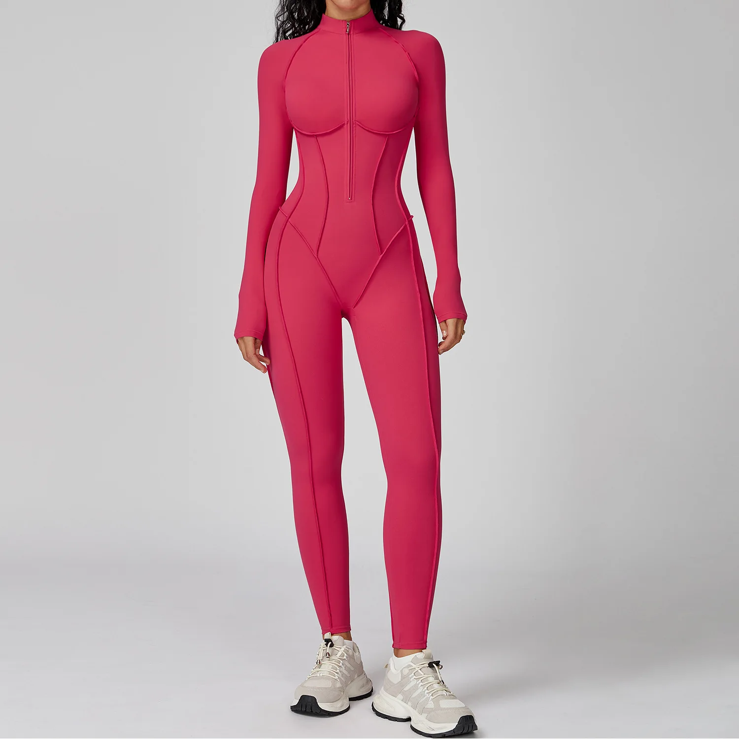 Zipper Jumpsuits Long sleeves Yoga Bodysuit Women's Tracksuit Yoga Set Gym Rompers Push-up Workout Clothes Fitness Bodysuit ﻿
