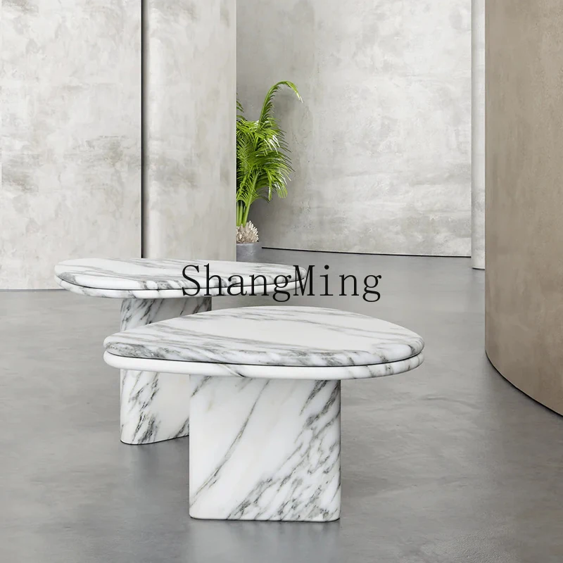 FG natural marble travertine edge table light luxury designer small apartment special-shaped small coffee table