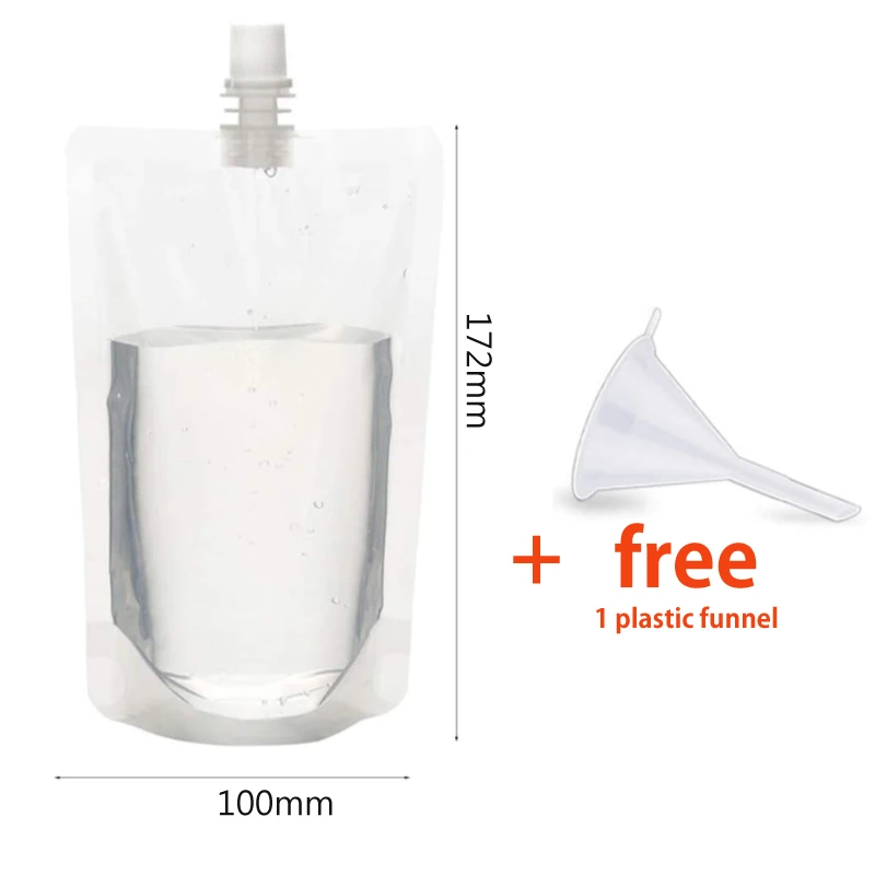 NONE 100 ml-500 ml Reise-Getränke-Auslaufbeutel, transparente Plastiktüten, versiegelte Saftaufbewahrung, Getränke, eiskaltes Getränkebeutel, tragbar 6