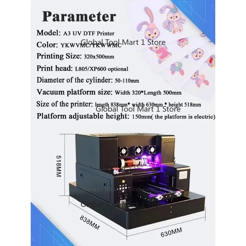 

A4 UV Flatbed DTF Printer 30*21cm L805 Print Head for Case Cups Wood Printing