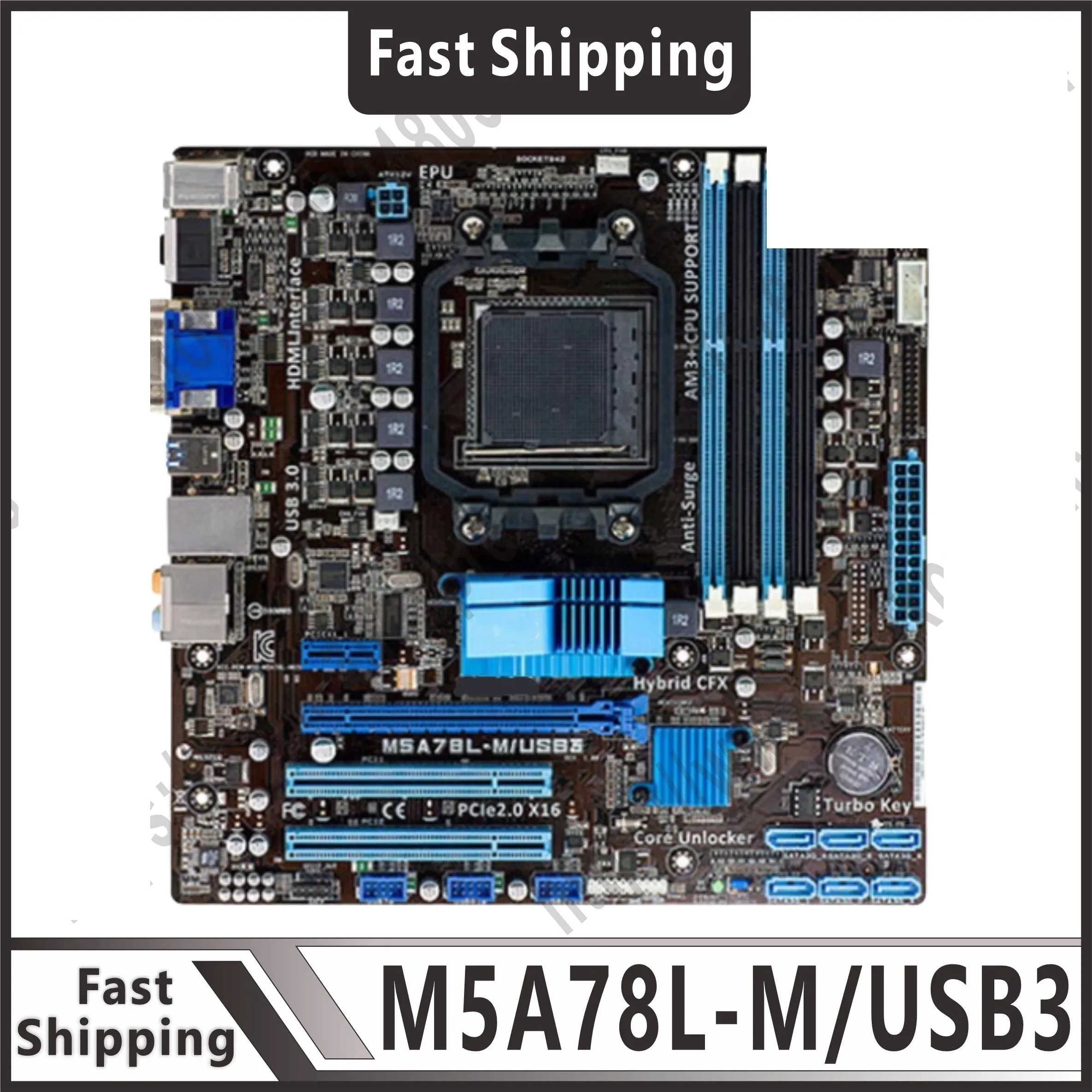 

AM3+motherboard M5A78L-M/USB3 2 × DDR3 32GB 760G/780L motherboard USB2.0 DVI support FX-6100 Phenom IIX4 905e CPU