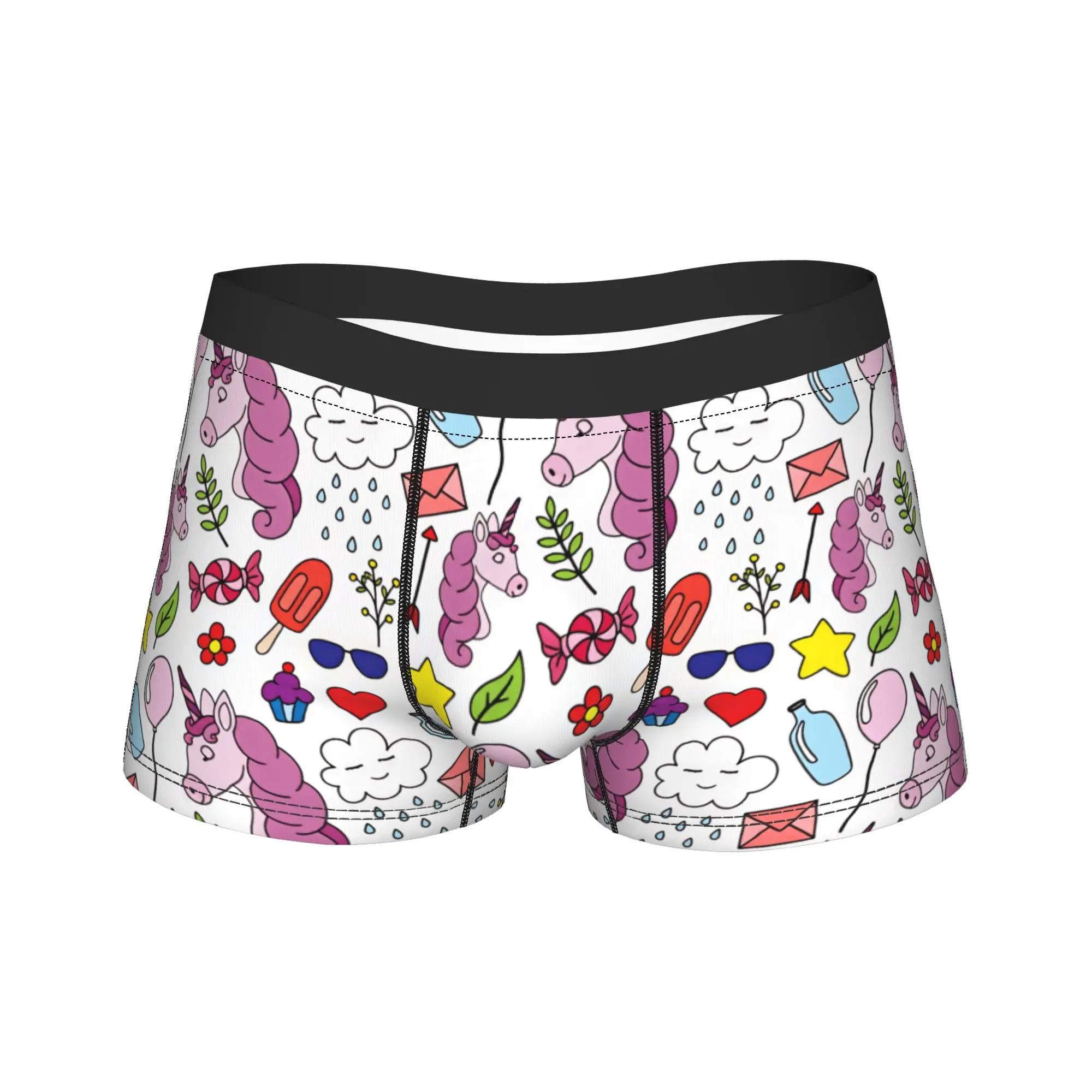 Seamless pattern unicorn design colorful doodle style Shorts Briefs  Underwear Hot Sale Men Sexy Soft Boxershorts Underpants