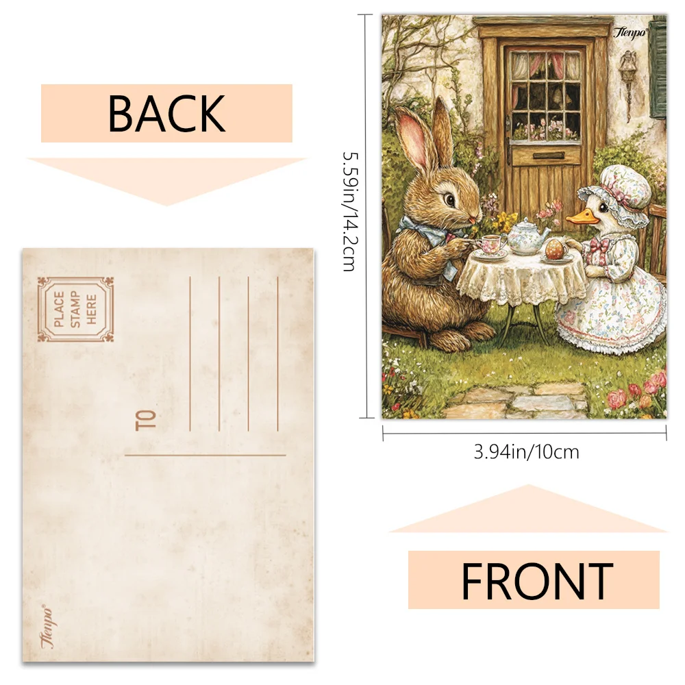 32pcs, Easter Bunny, Little Lamb Postcards, Birthday/Anniversary Gifts, Collectibles,Gift For Back-to-school Season