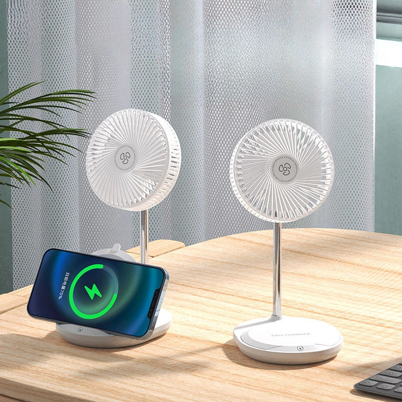 Folding Wireless Charging 15W Desktop Air Cooler Fan USB Electric Fan with Multifunctional Three Speed Silent Long Range Fan