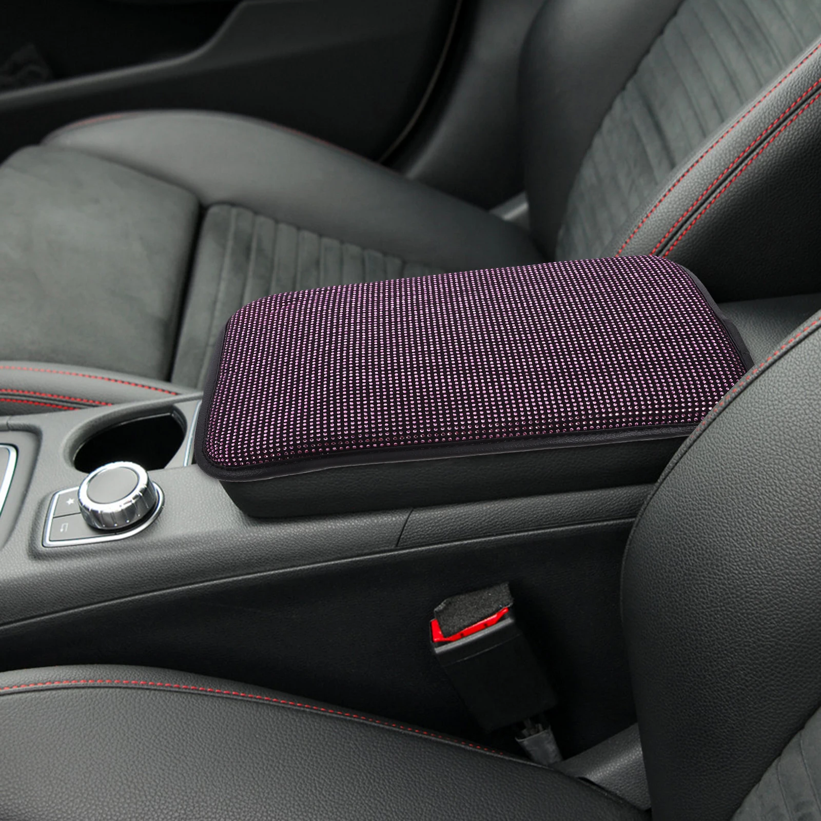 

Steering Wheel Cover Rhinestone Bling Car Accessories Women Men Black Decor Interior Gear Shift Cover Armrest Cushion Universal