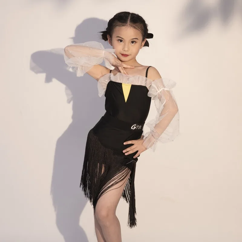 Advanced Latin Dance Dress 2024 New Girls' Practice Performance Dress Children's Dance Split Set vestidos de baile  댄스복