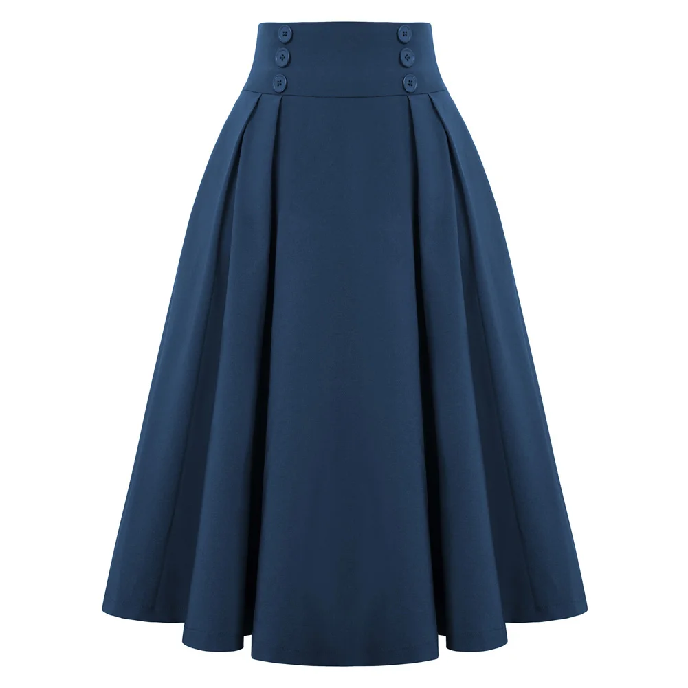 High Waist Summer Pleated Skirts For Women 2023 Fashion Korean Style Casual Big Swing A-Line Long Skirt Female Dresses Hot sale