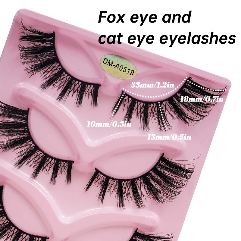 3Dつけまつげ ナチュラルルック Dカール ボリューム ウィスピー 20mm ロング ラッシュ エクステンション ふわふわ つけまつげ フォックス キャットアイ メイク 5ペア