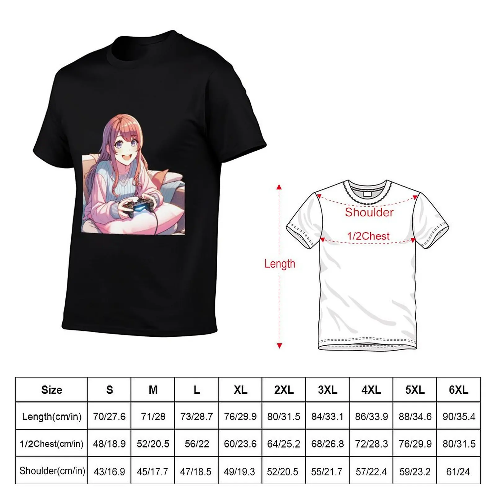 Cozy Gaming Anime Girl T-Shirt t shirt man designer man t shirt graphic man t shirt summer T-Shirt
