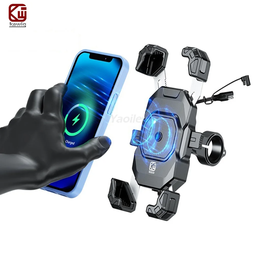 

Motorcycle Phone Mount with Qi 15W Wireless Charger & 30W PD/USB-C Fast Charging Handlebar Cell Phone Holder for 3.5''-6.5''
