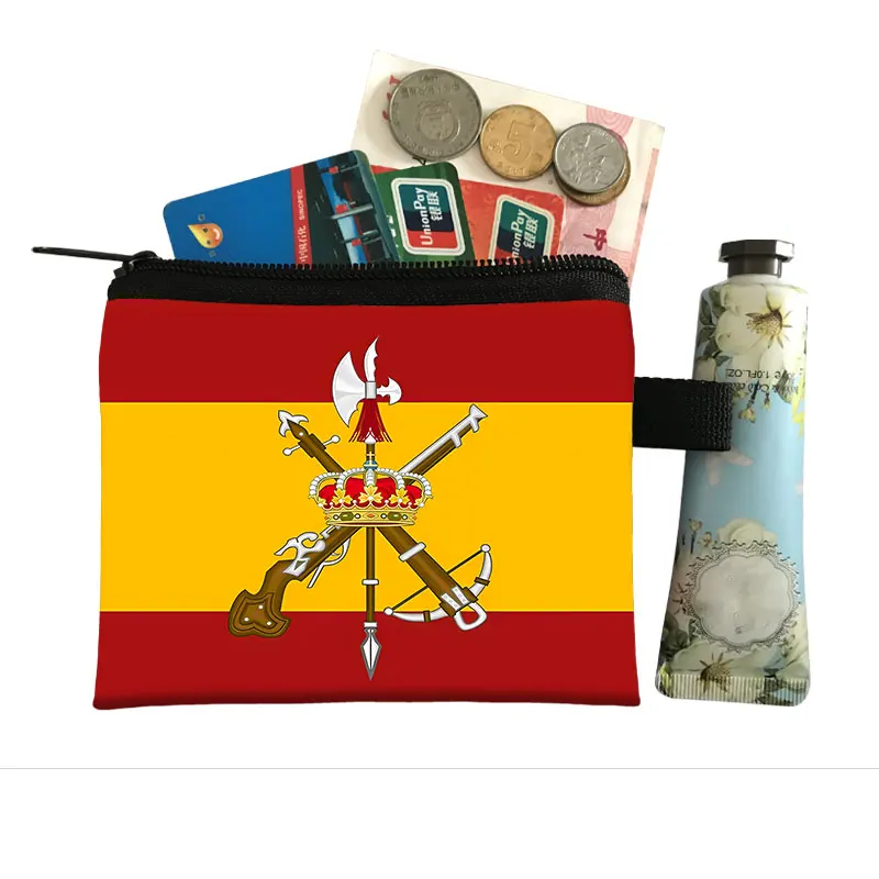 Spanish Legion Espanola Flag Coin Purse Navy Armada Wallet Credit Card Money Bag Key Earphones Holder Small Clutch Coin Bag Gift